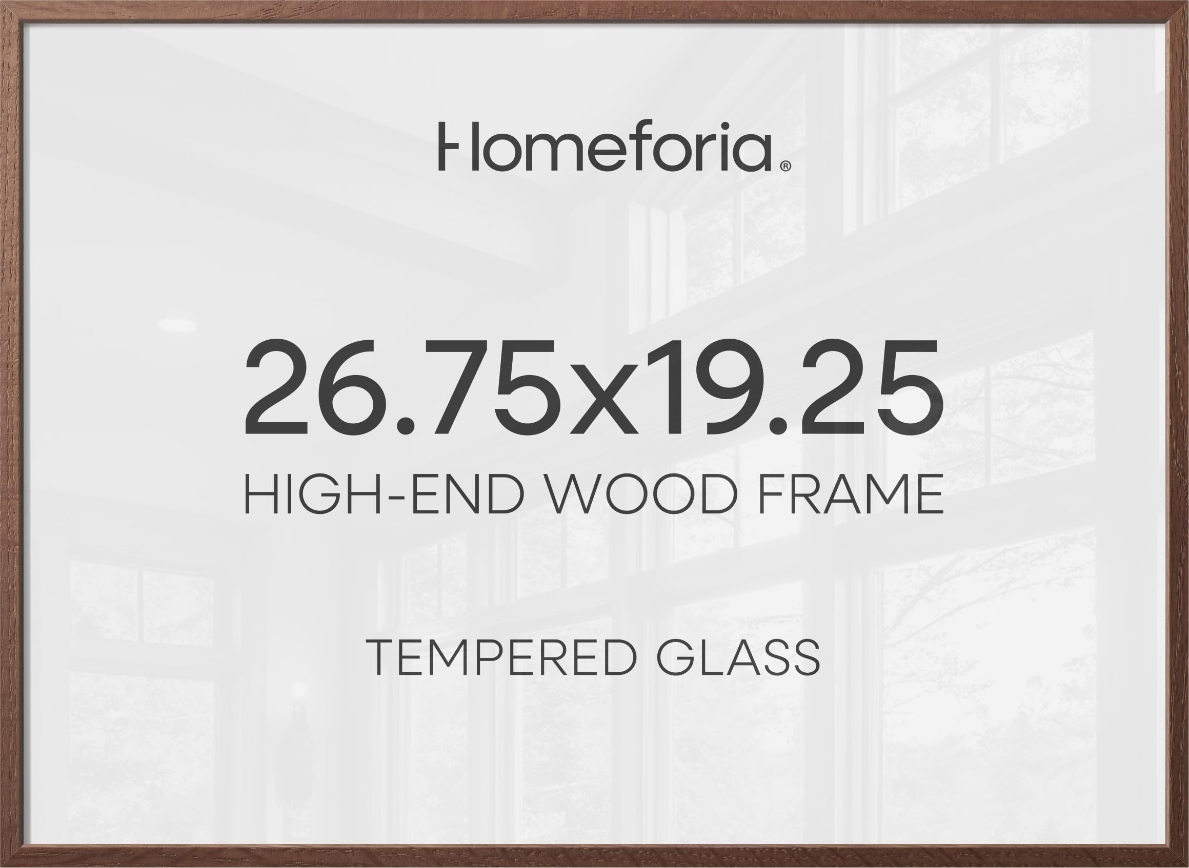 Homeforia 19.25x26.75 Puzzle Frame Brown, High End Dark Oak 19.25 by 26.75 Thin Wood Picture Frame without Mat, 26.75x19.25 Wooden Walnut Puzzle Art Frames for Wall, Tempered Glass, Wall Kit, Set of 3