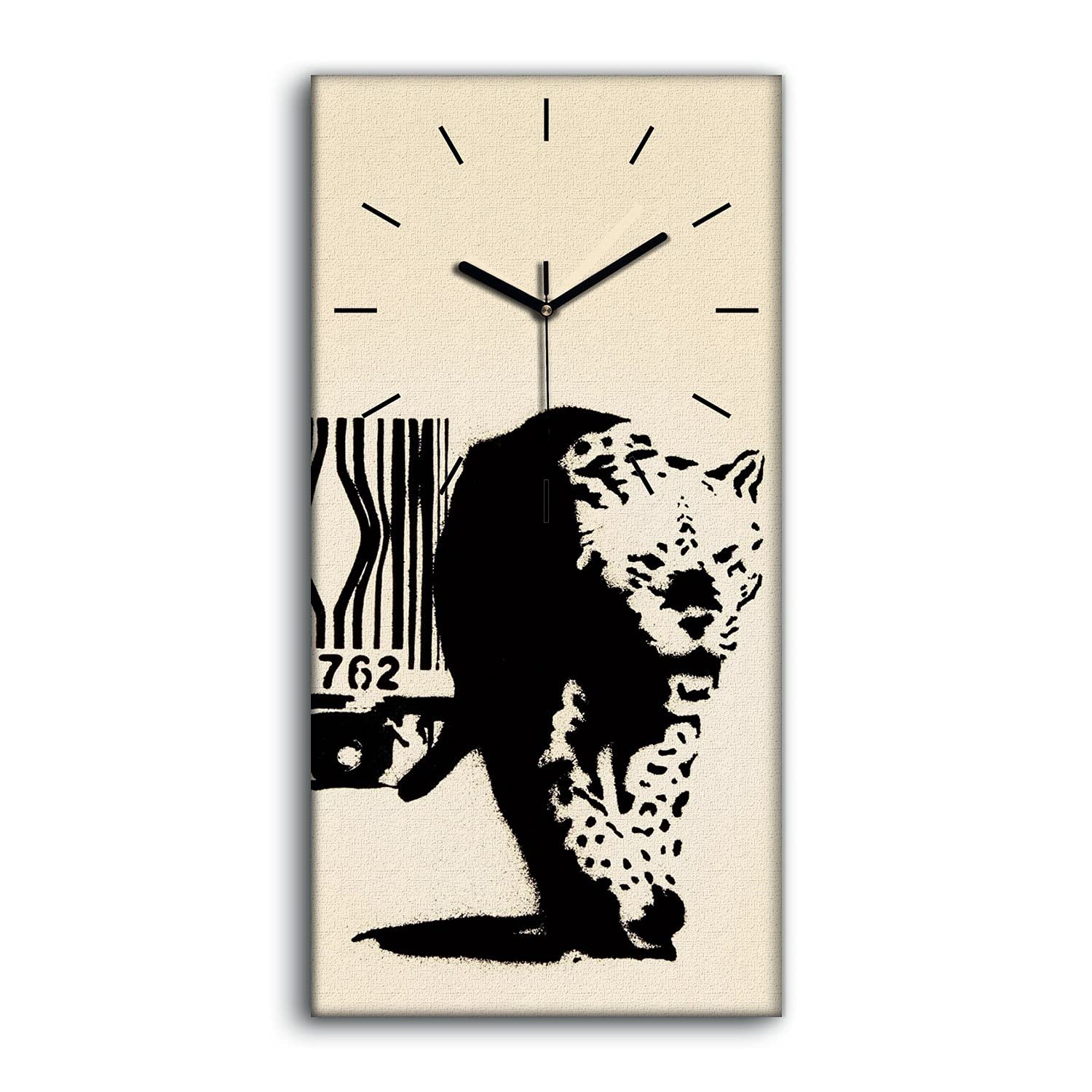 Horloge sur Toile Mécanisme Silencieux 30x60cm Image Moderne Salon Mains Noires
