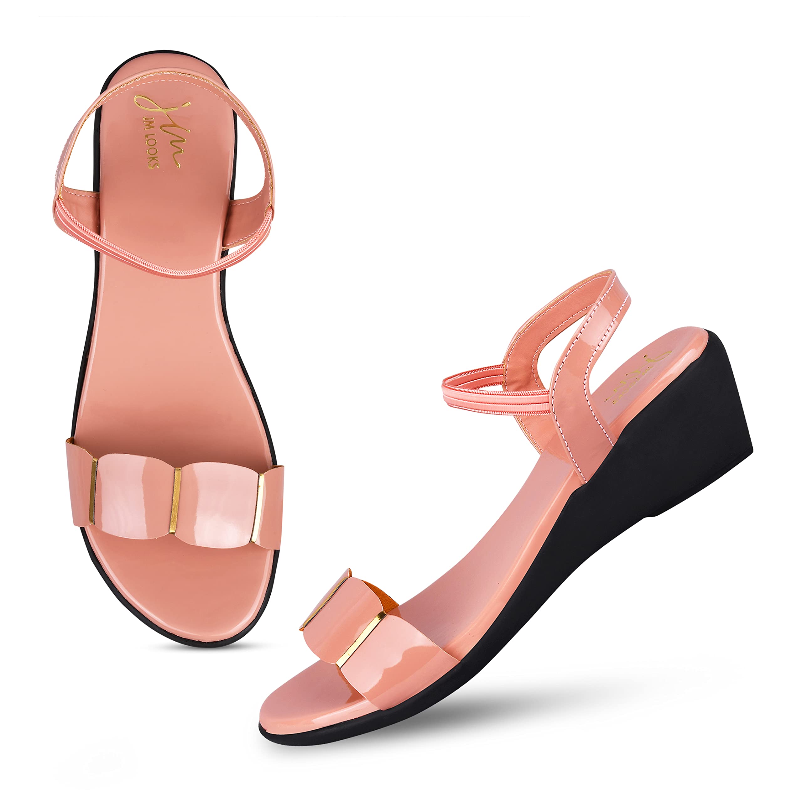 JM LOOKS Peach Womens Fashion Sandals Light weight, Comfortable & Trendy Flatform Sandals for Girls Casual and Stylish Floaters for Walking, Working, All Day (B0BJQHGG3Z) Amazon Price History, Amazon Price Tracker