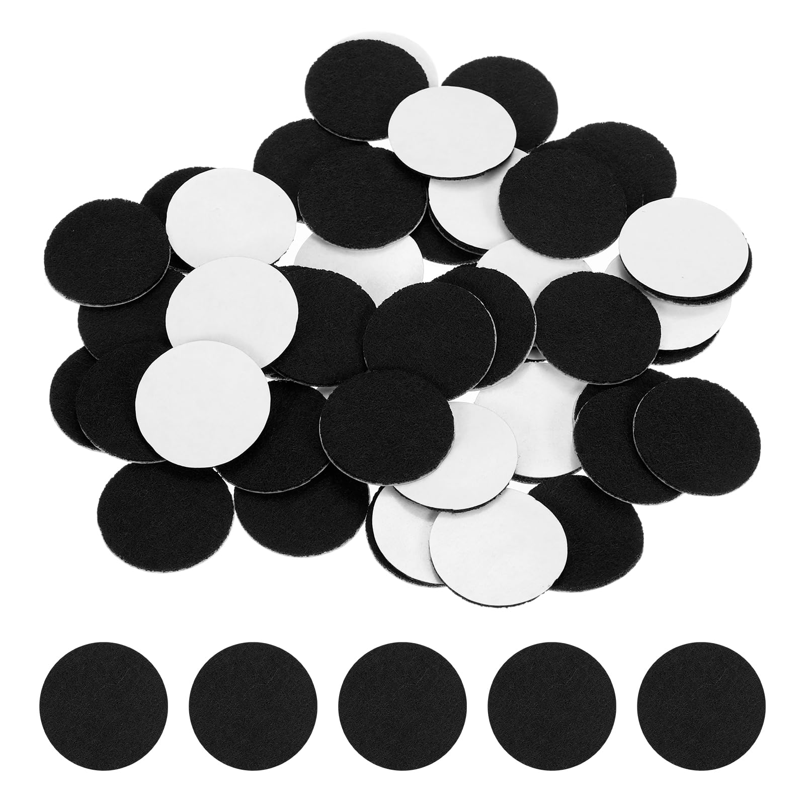 sourcing map 50 Pcs Adhesive Felt Circles, 1" Round Non-Woven Felt Pads Stickers Dots Pre Cut for DIY Crafts Sewing Handcraft Costume Holiday Decoration, Black