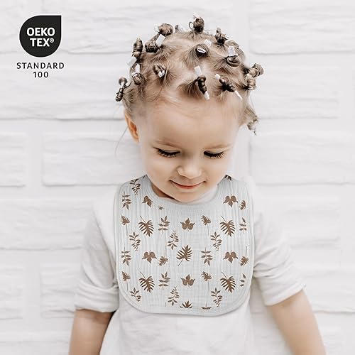 Miniatura 4 de Baberos de muselina unisex para niños y niñas, paquete de 10 baberos de algodón suave para babeo de dentición, regalo esencial de ducha (10, marrón)