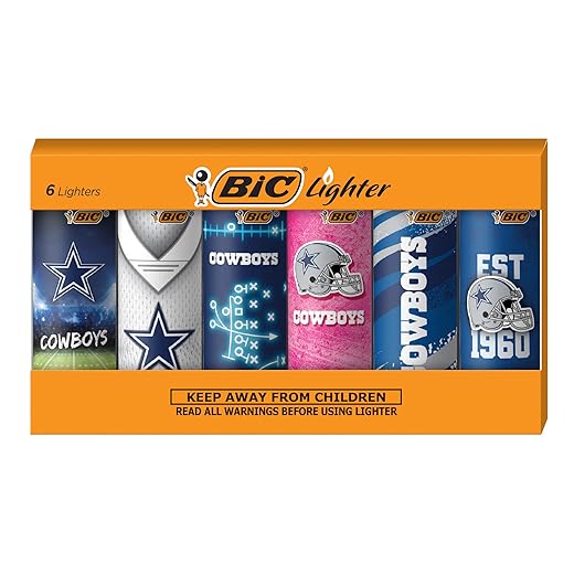 BIC Special Edition Dallas Cowboys Series Maxi Pocket Lighters, Assorted 6-Pack