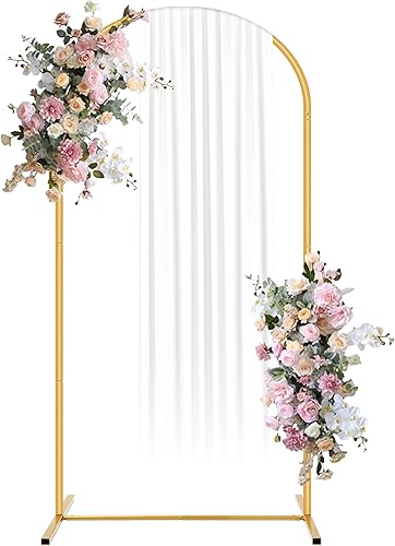 Shinoske Telón de fondo de arco de metal, elegante cenador de jardín, arcos de boda para ceremonia, fácil de montar y desmontar, soporte dorado para