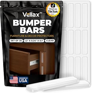 25 Door Slam Bumper Bars – Self-Adhesive Silicone Silencer Strips, Anti-Slam Noise Dampening Pads for Doors, Closets, Furniture, Soft Close Rattle Stopper, Door Protector – Vellax