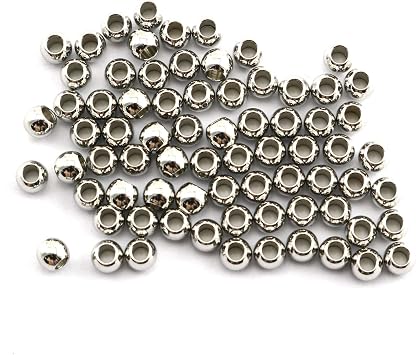 50-Pack 304 Stainless Steel Smooth Round Spacer Beads 2mm Hole,Seamless Loose Beads for Jewelry Making Findings DIY Crafts Accessories 4mmSilver