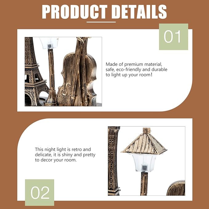 FOMIYES Retro Eiffel Tower Night Light Vintage Decorative Lamp for Home Office and Table Centerpieces Creating Romantic Atmosphere Material photo 3
