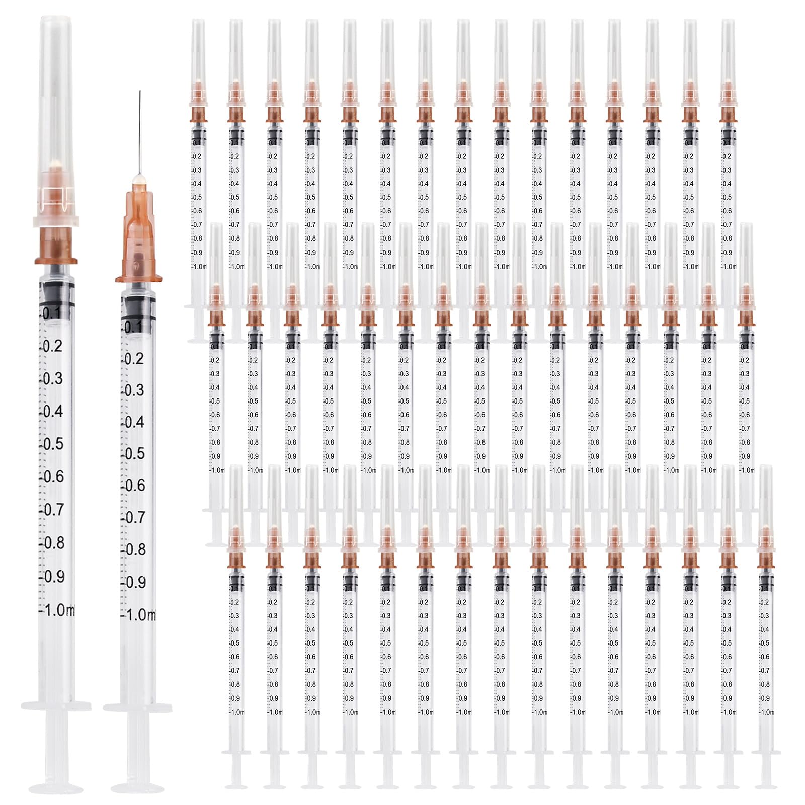 50 Pezzi 1 ml Siringhe, Siringhe di Misurazione per Laboratori Scientifici, Iniettore per Cani/Gatti/Alimentazione Piccoli Animali/Acienza/Laboratorio/Uso Industriale (Bianco)