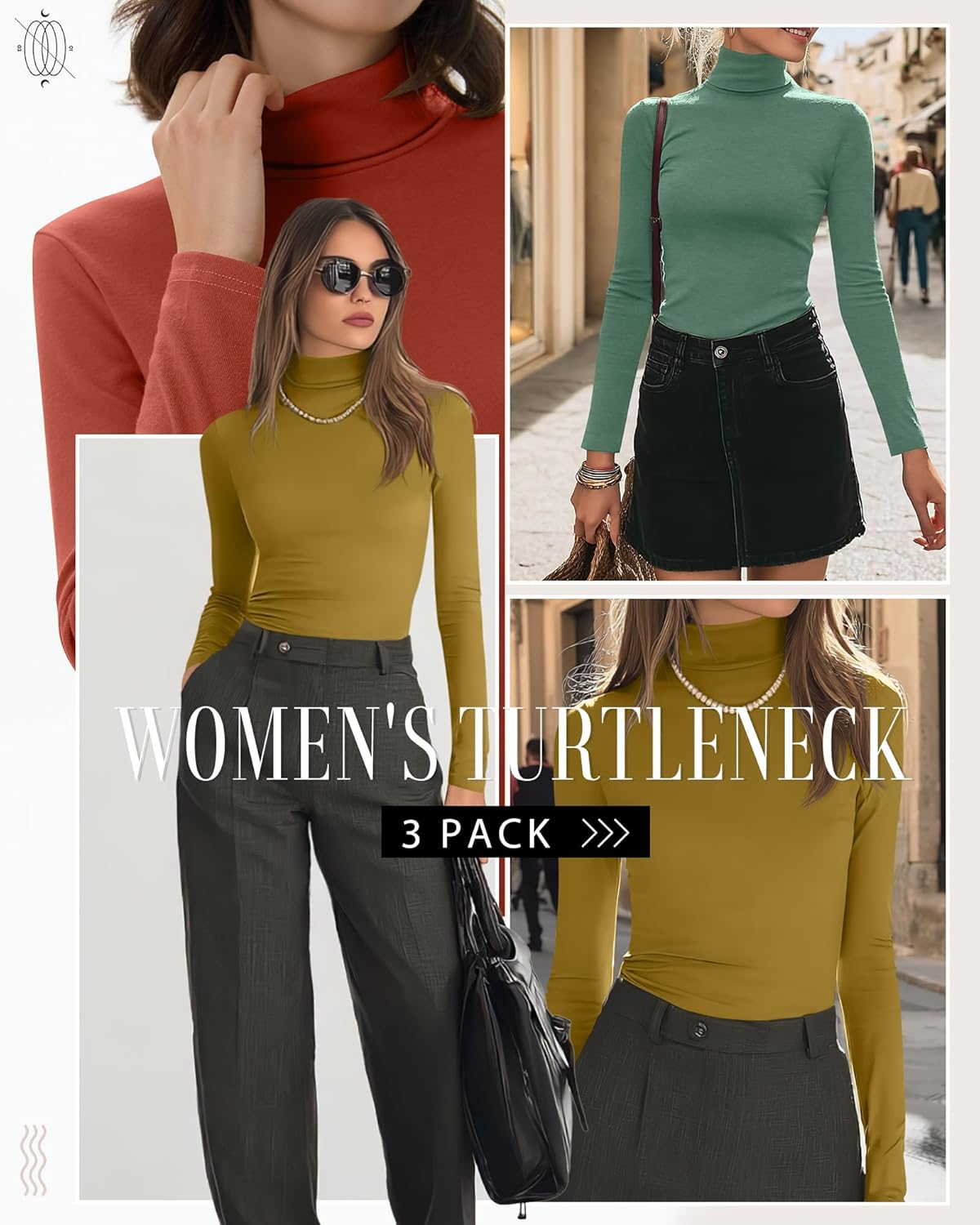 Neer 3 Pack Cotton Women's Turtleneck Long Sleeve Tops Thermal Underwear Base Layer Fall Winter Shirts Sweater - Image 2