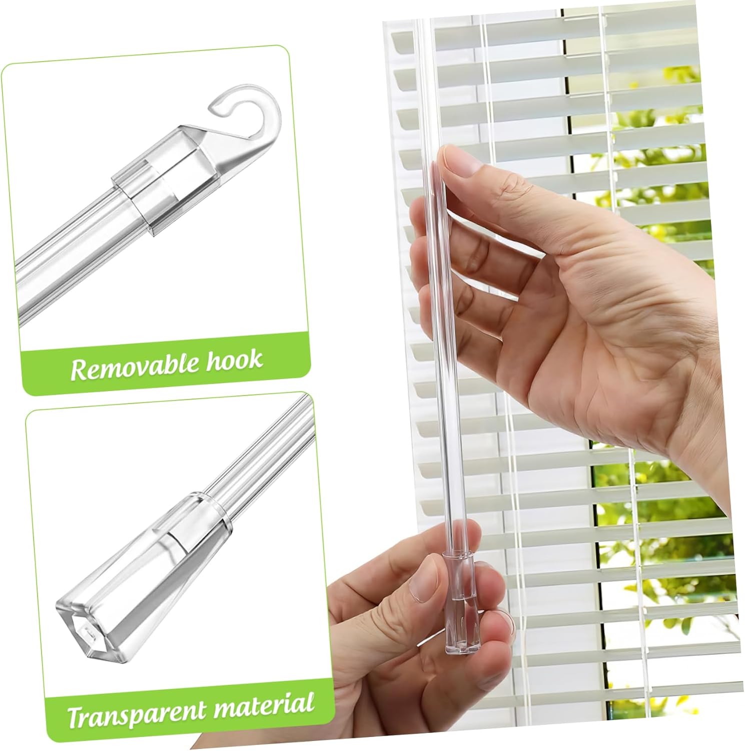 24-Inch Vertical Window Blinds Replacement Wand Hook Handle Clear Plastic Trolley Hook Handle for Indoor Vertical Blinds Easy Installation