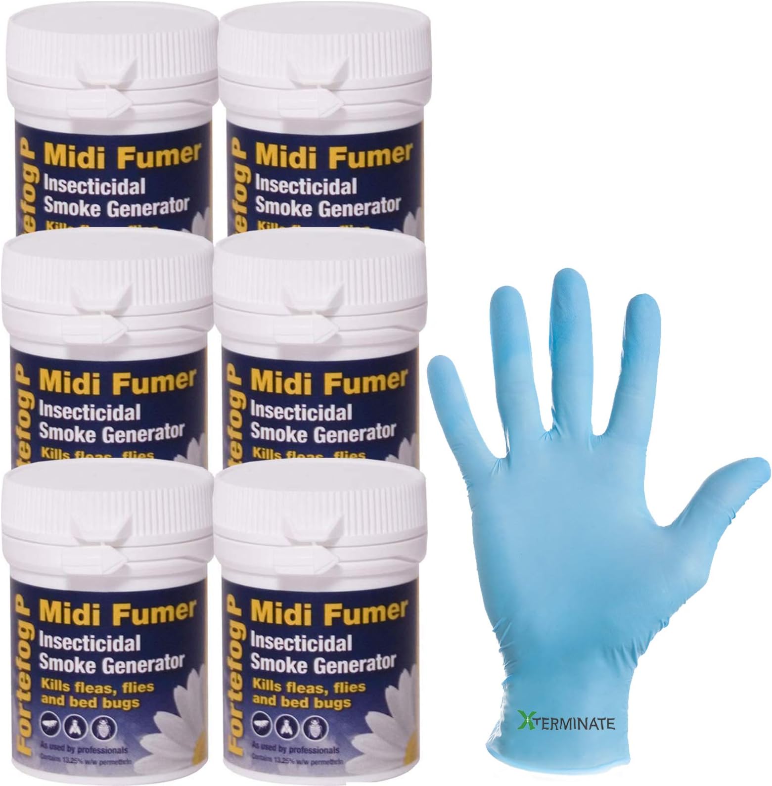 Xterminate 6 x Insecticidal Smoke Generator Fortefog P Midi Fumer 11g Insects Control Kills Fleas Bed Bugs Ants Cockroaches