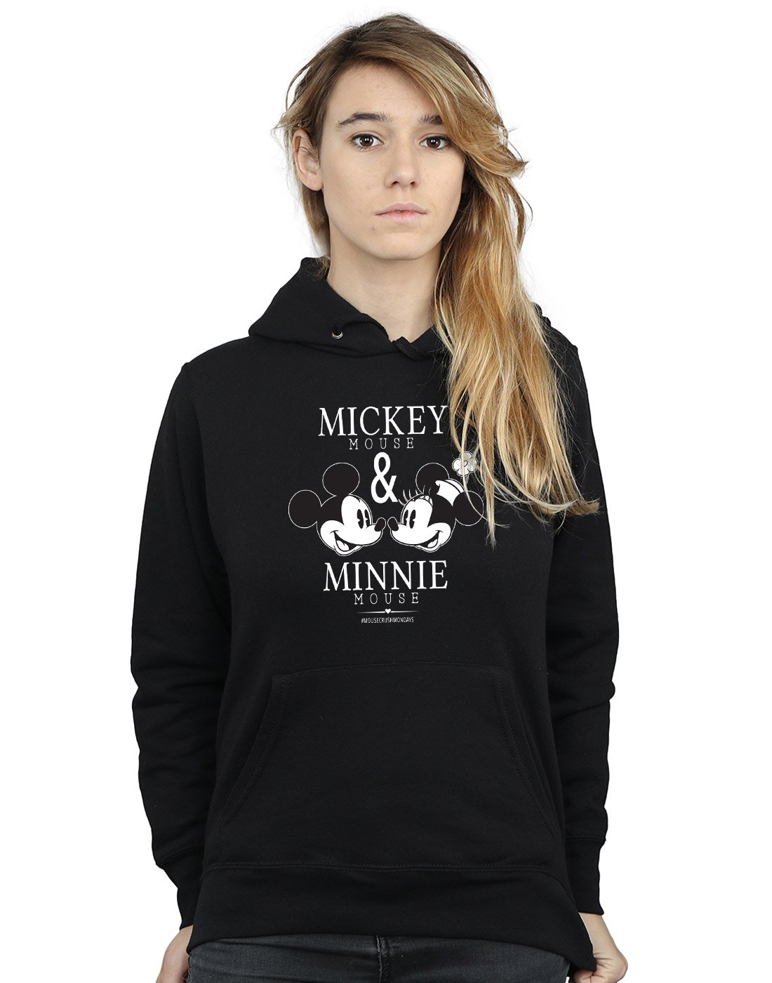 Absolute Cult Women's Black Disney Mickey And Minnie Mouse Mousecrush Mondays Hoodie XX-Large