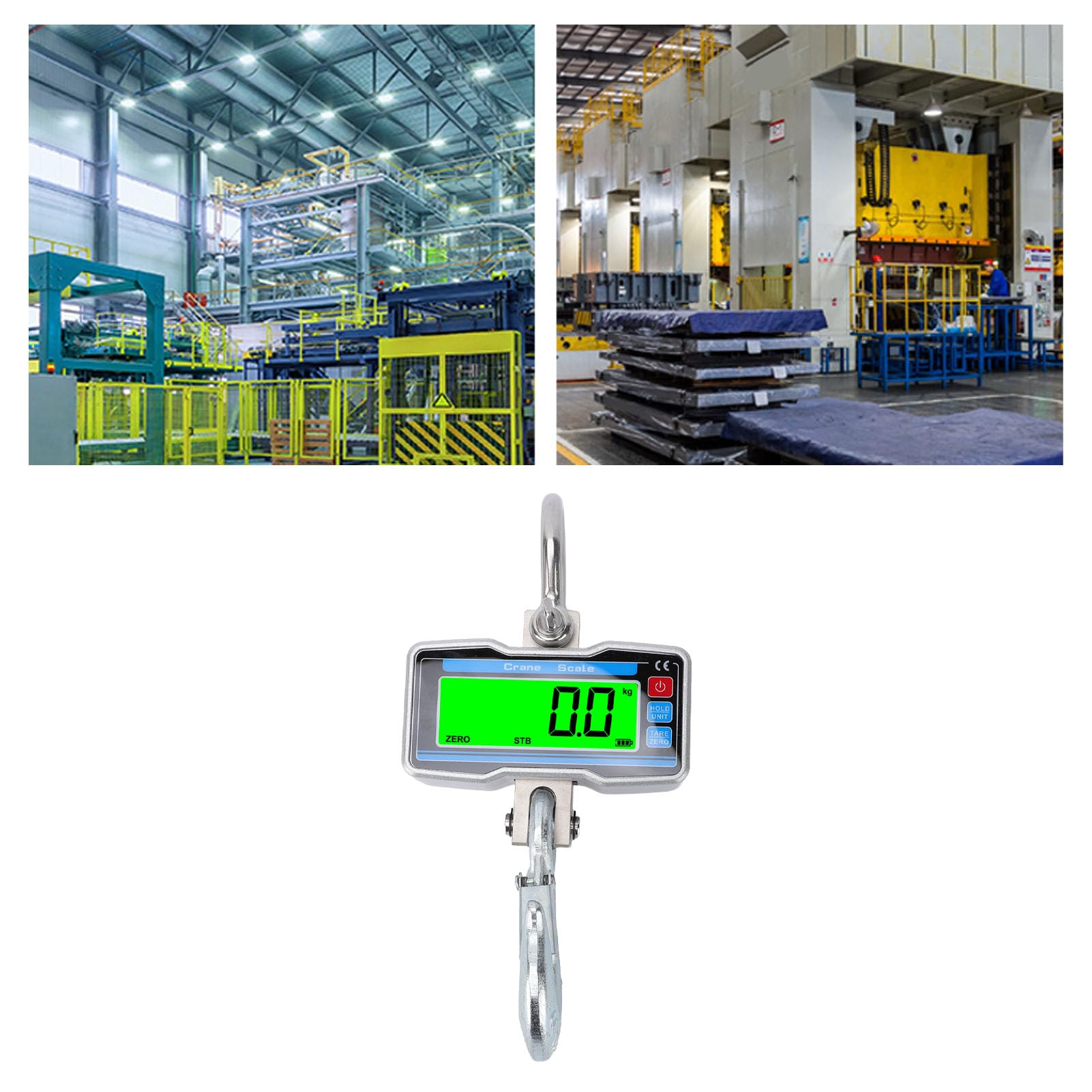 Bilancia industriale sospesa per gru digitale da 2000 kg, 4400 libbre, display LCD, telecomando per cantieri agricoli