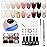 JODSONE Patting Gel Nail Polish Kit, 9 Colors U V/LED Gradient Painting Sponge Gel Kit with 50 PCS Nail Sponges and Grabbing Pen for Home & Salon Use
