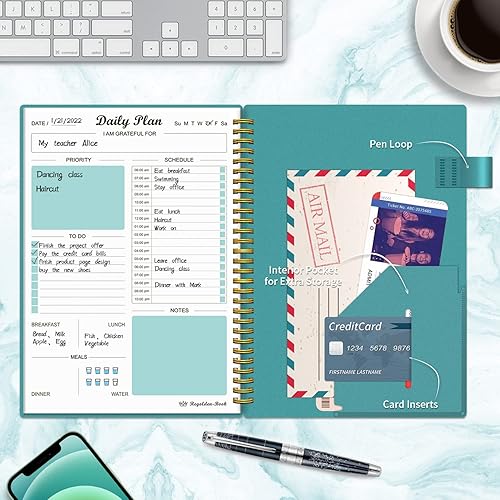 Agenda Diaria Sin Fecha, Cuaderno De Lista De Tareas Con Calendario Por Hora Regolden Book Calendarios De Comida Organizador De Citas En Espiral
