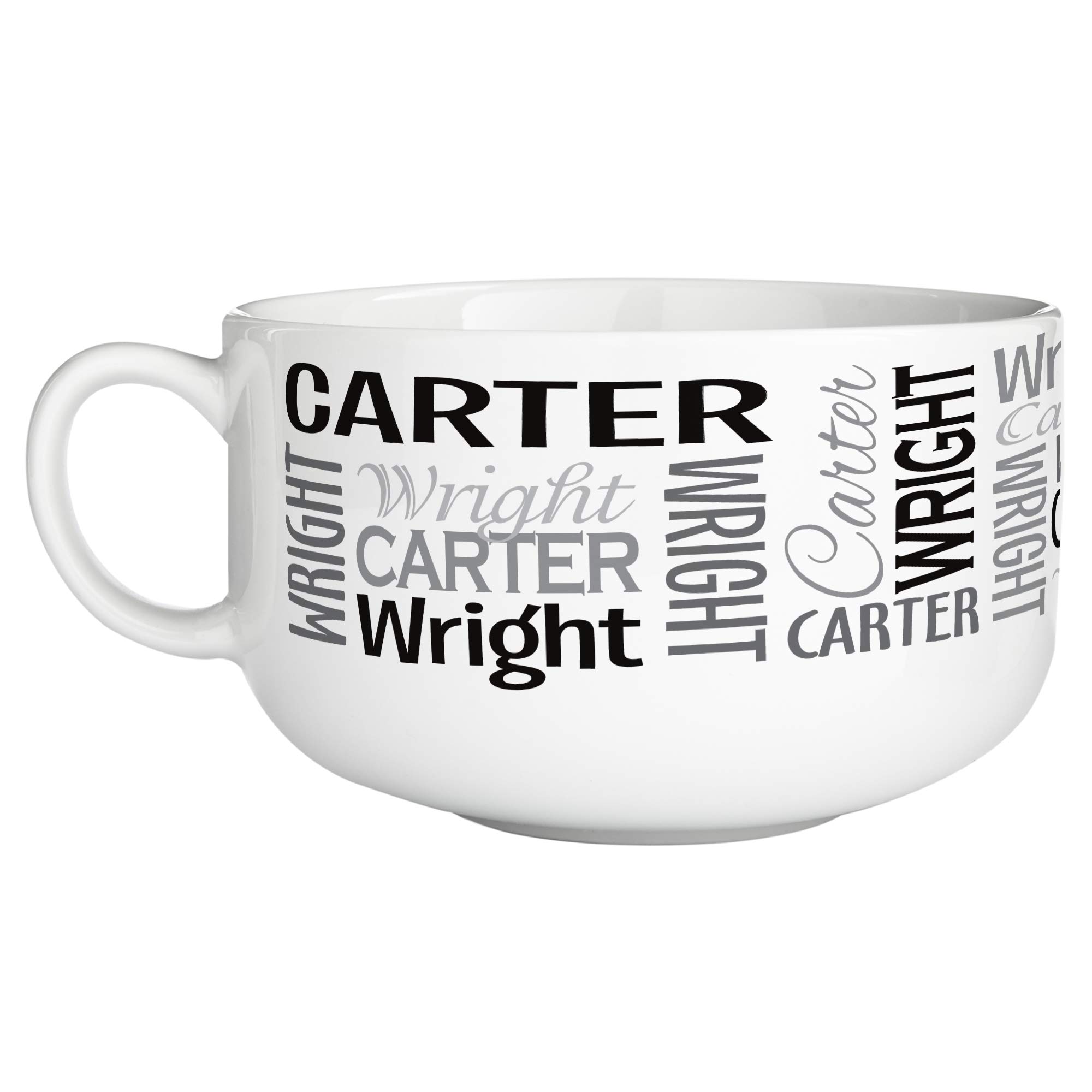 Let's Make Memories Personalized You Name It! Signature Bowl - Porcelain Bowl - Gray - Customize with First & Last Name - Holds 32 oz.