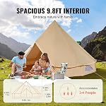 VEVOR Canvas Bell Tent 3-7m Yurt Tent 4 Seasons Family Camping Tent with Wood Stove Hole Storage Bags for Glamping Up to 4-12 People