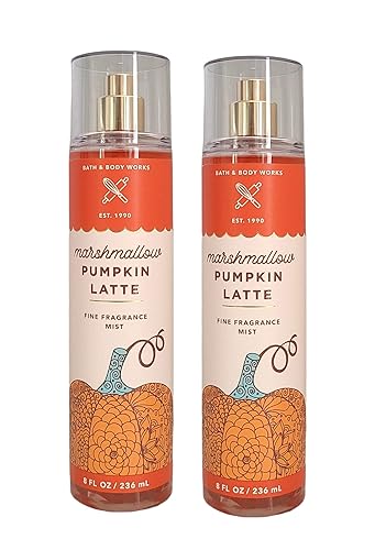 Bath and Body Works - Paquete de 2 botellas de fragancia fina de malvavisco con leche de calabaza, paquete de 2 botellas de 8 onzas (Marshmallow