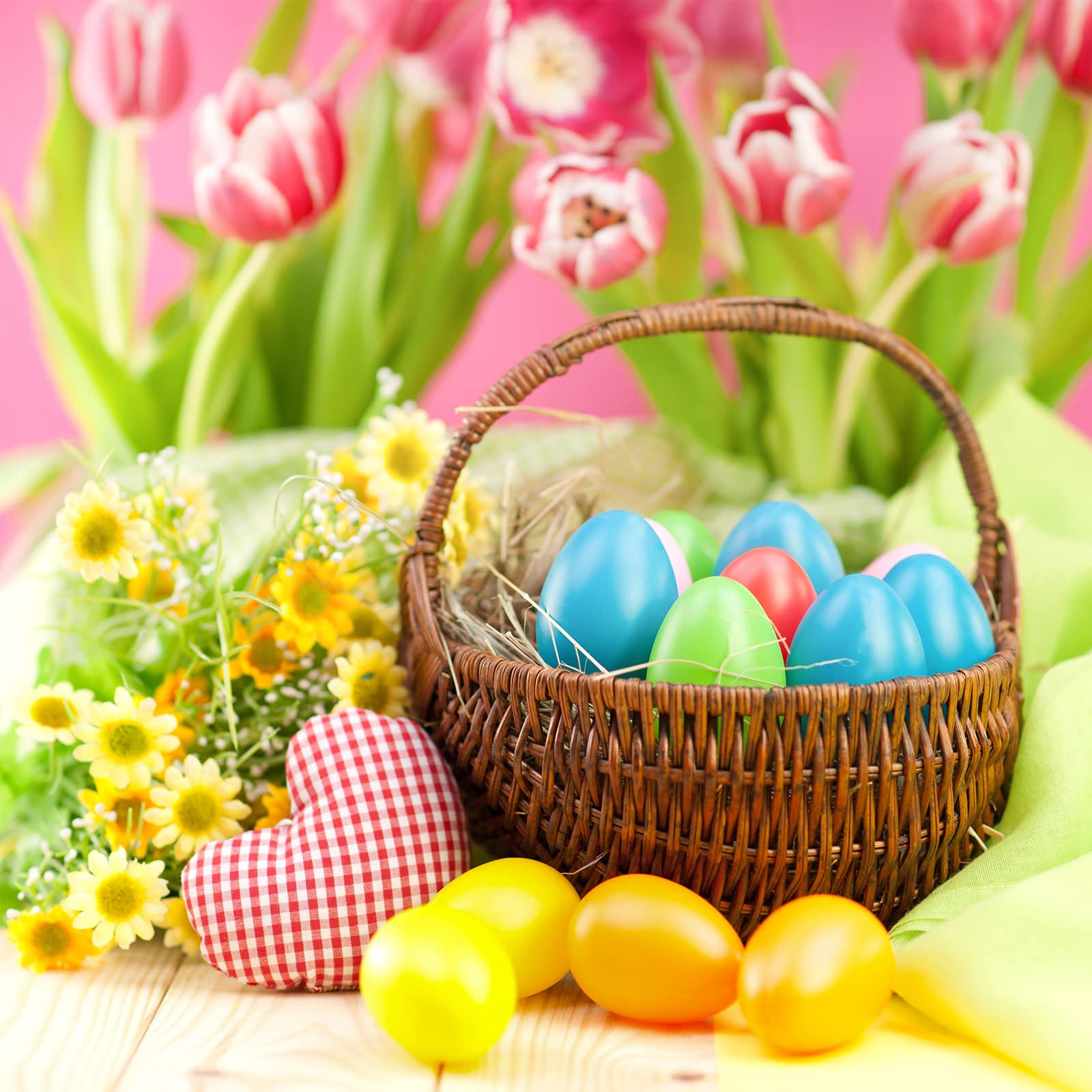 COM-FOUR® 36x Uova di Pasqua da appendere, colorate e in plastica - decorazione da appendere per Pasqua - uova di Pasqua con motivo Buona Pasqua (36 pezzi - oro/rosa/verde