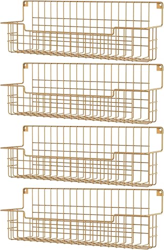 Estante para especias, paquete de 4 organizadores de condimentos montado en la pared para organización de almacenamiento de cocina, estante de metal