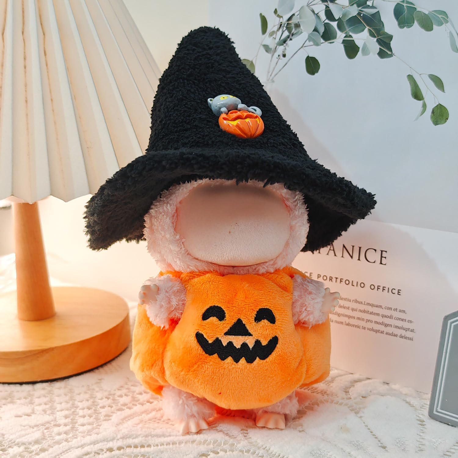 Set Costume Halloween Per Bambole – Tuta E Cappello A Forma Di Zucca In Morbido Peluche