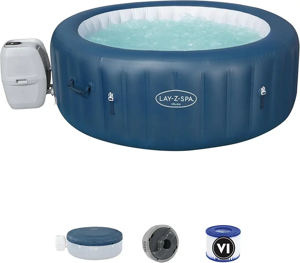 Piscines & spas gonflables été 2026 : 50 modèles pour rafraichir ton jardin Bestway LAY-Z-SPA® Milan Airjet Plus™ 196 x 71 cm, 4-6 personnes