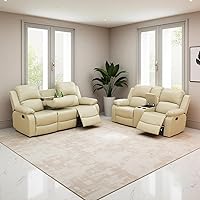 Vista 53 de Juego de sofá reclinable manual de cuero, juego de sofá reclinable negro, juego de muebles de sala de estar, sofá biplaza reclinable