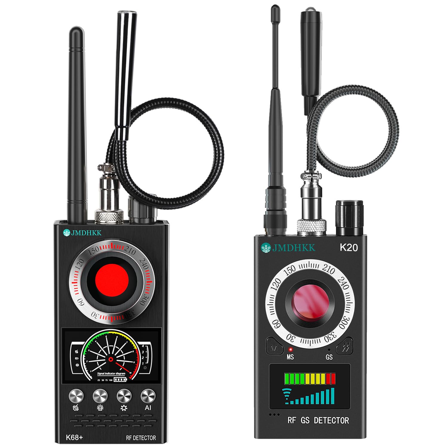 JMDHKK K68+ & K20 Hidden Camera Detector Bundle – Bug Detector & Magnetic Field Finder for Privacy Protection in Hotels, Offices, Homes & Travel (Black)