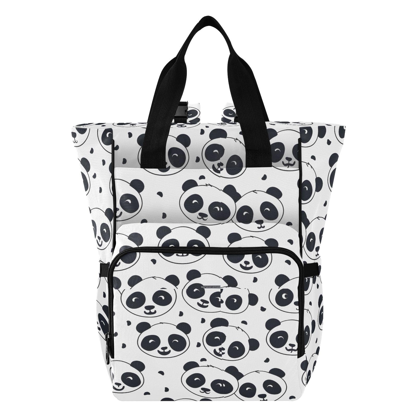 Mnsruu Multiplo Kawaii Pandas Pattern Baby Diaper Bag Zaino Grande Borsa Impermeabile Viaggio Borse per Pannolini per Mamme e Papà