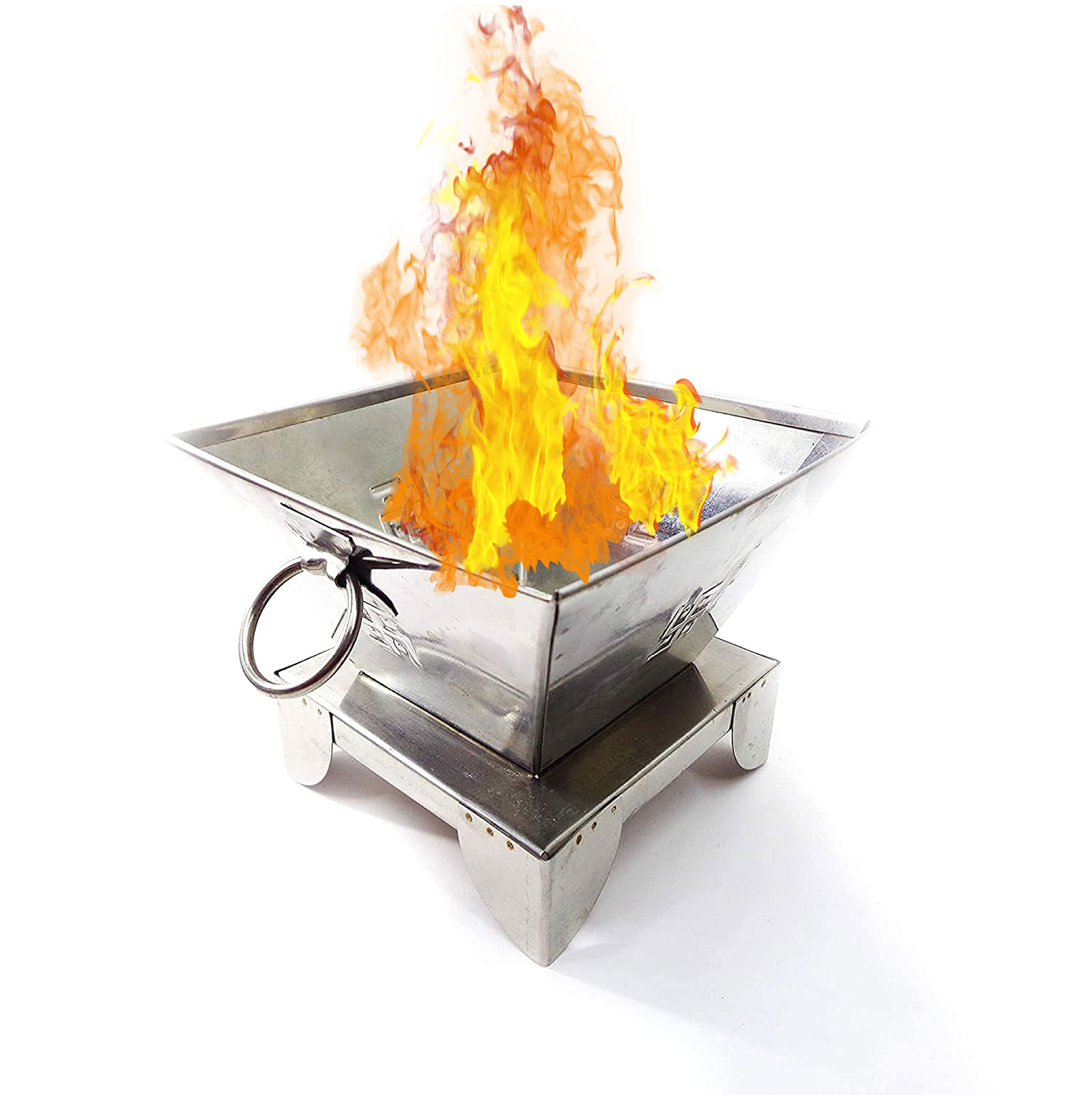 KRSNA Pure Stainless Steel Hawan Kund with Handle on Both Side (6 Inch) for Home Yagya | Hawan | Office puja & Poojan Purpose | Size Dimension (LxBxH) - 15cm x15cm x 10cm | Size- Medium