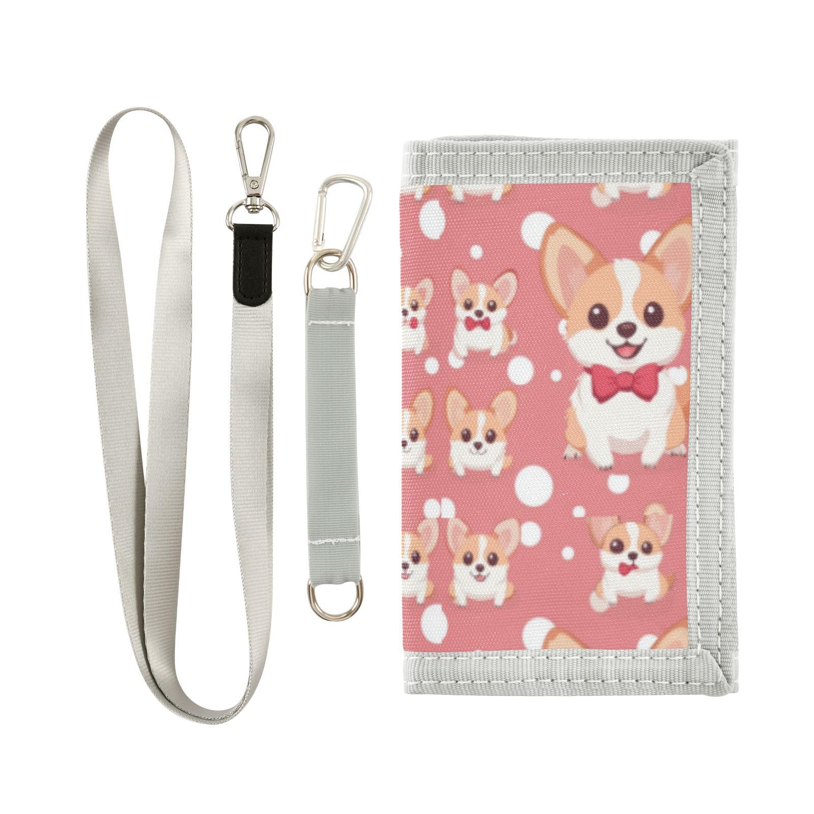 Wusikd Cute Corgi Dogs Kids Wallet for Boys Girls Pink Toddler Trifold Wallet Novelty Wallet for Teens Women Men