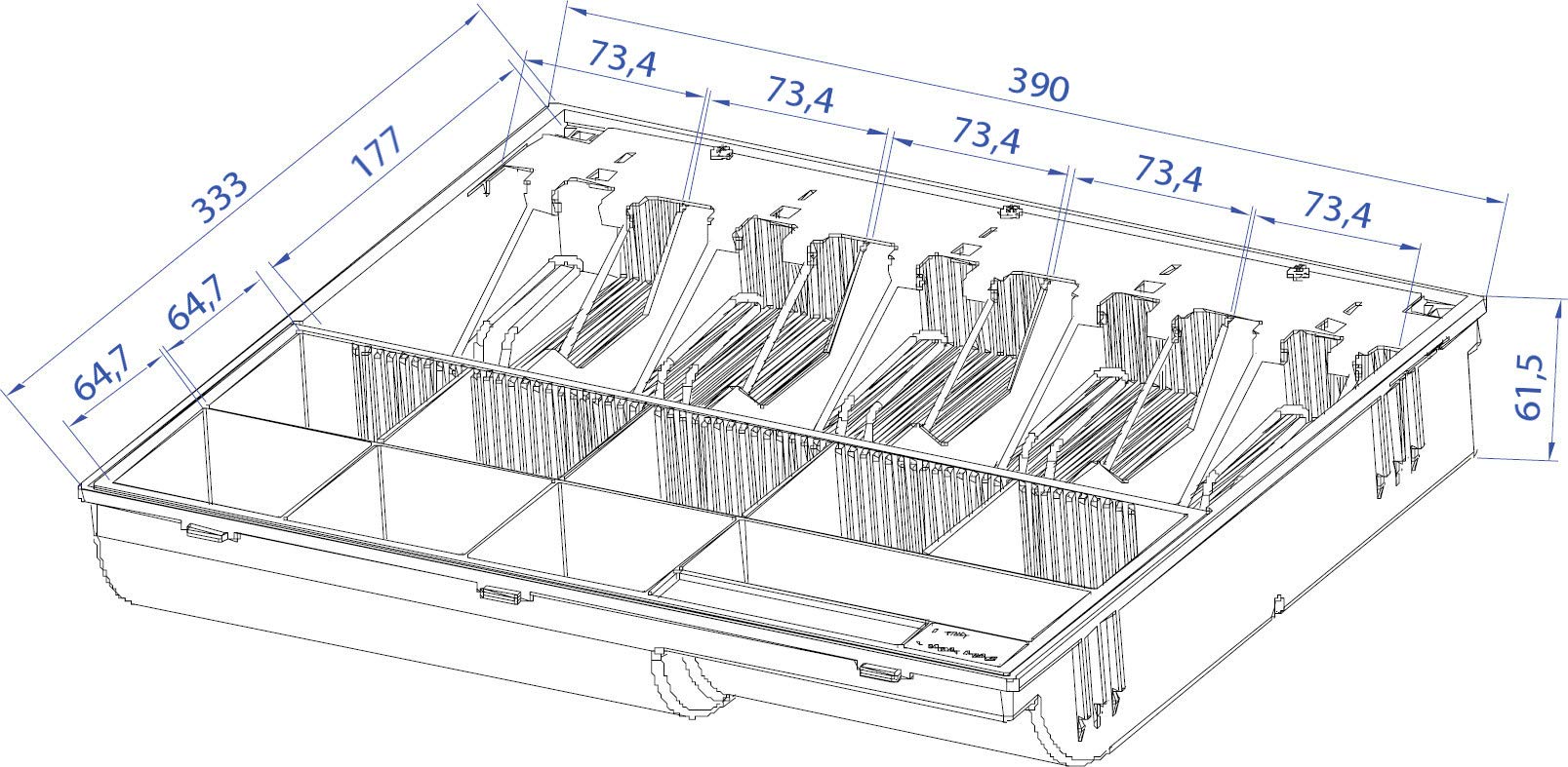 Kassenladeneinsatz (mit Münz-Notenfach) für C425, Schwarz, ABS und Metall