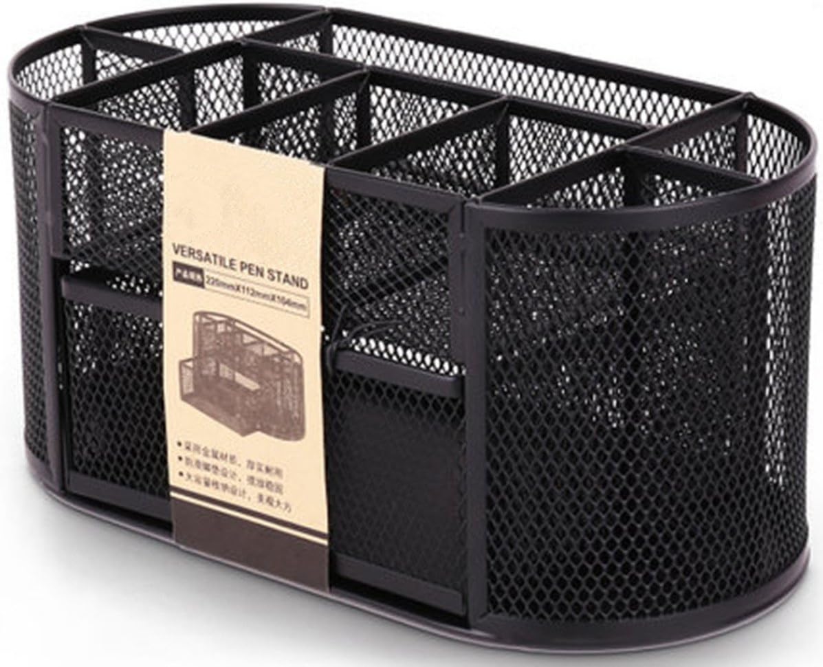 Multifunctional Desk Supplies Organisers Mesh Pencil Holder Desktop Tidy for Office School - Black