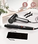 FARERY 1 Inch Thermal Brush Curling Iron for Smooth Natural Curls – Anti-Scald Hard Bristles, Lightweight, One-Button Start, Dual Voltage Travel Hair Tool with 360° Swivel Cord, 410°F Fast Heat