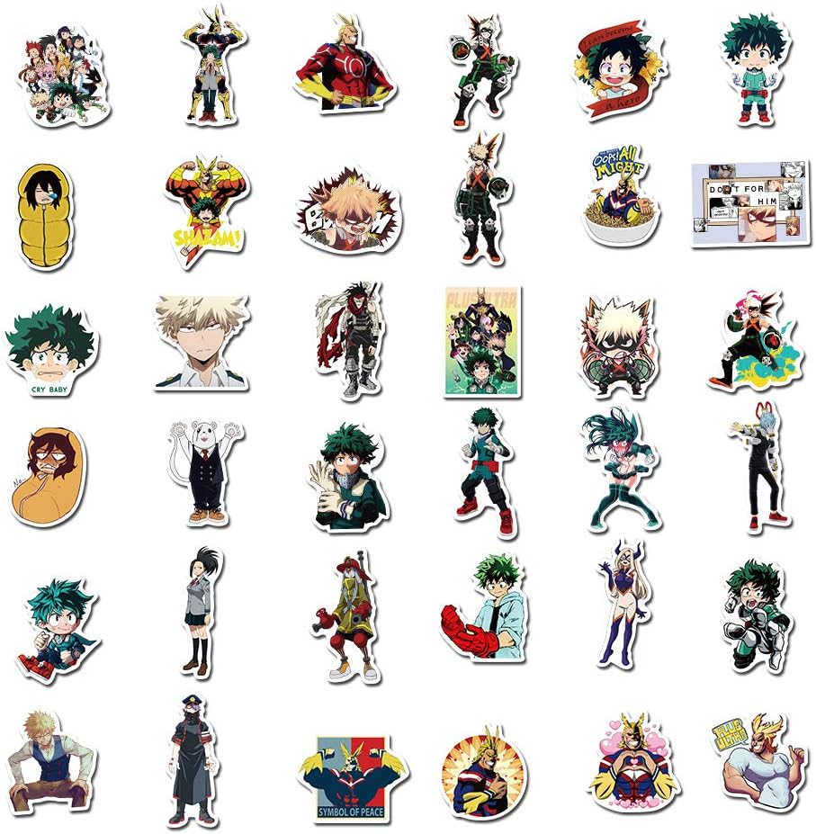amazon com my hero academia anime stickers 100pcs cartoon waterproof stickers toys games