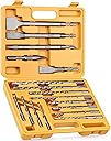TGFTGF 17-Piece SDS Plus Rotary Hammer Drill Bits and Chisel Set, YG8C Carbide Tips, SDS Plus Bits, Masonry Drill Bit Set for Concrete, Brick and Stone, with Storage Case, Ideal Tool for DIY, Home