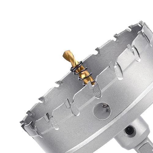 Miniatura 5 de Sierra de agujero con punta de carburo de 4 pulgadas3.937 in, sierra de agujero de acero metálico con broca, cortador de agujeros para metal grueso,