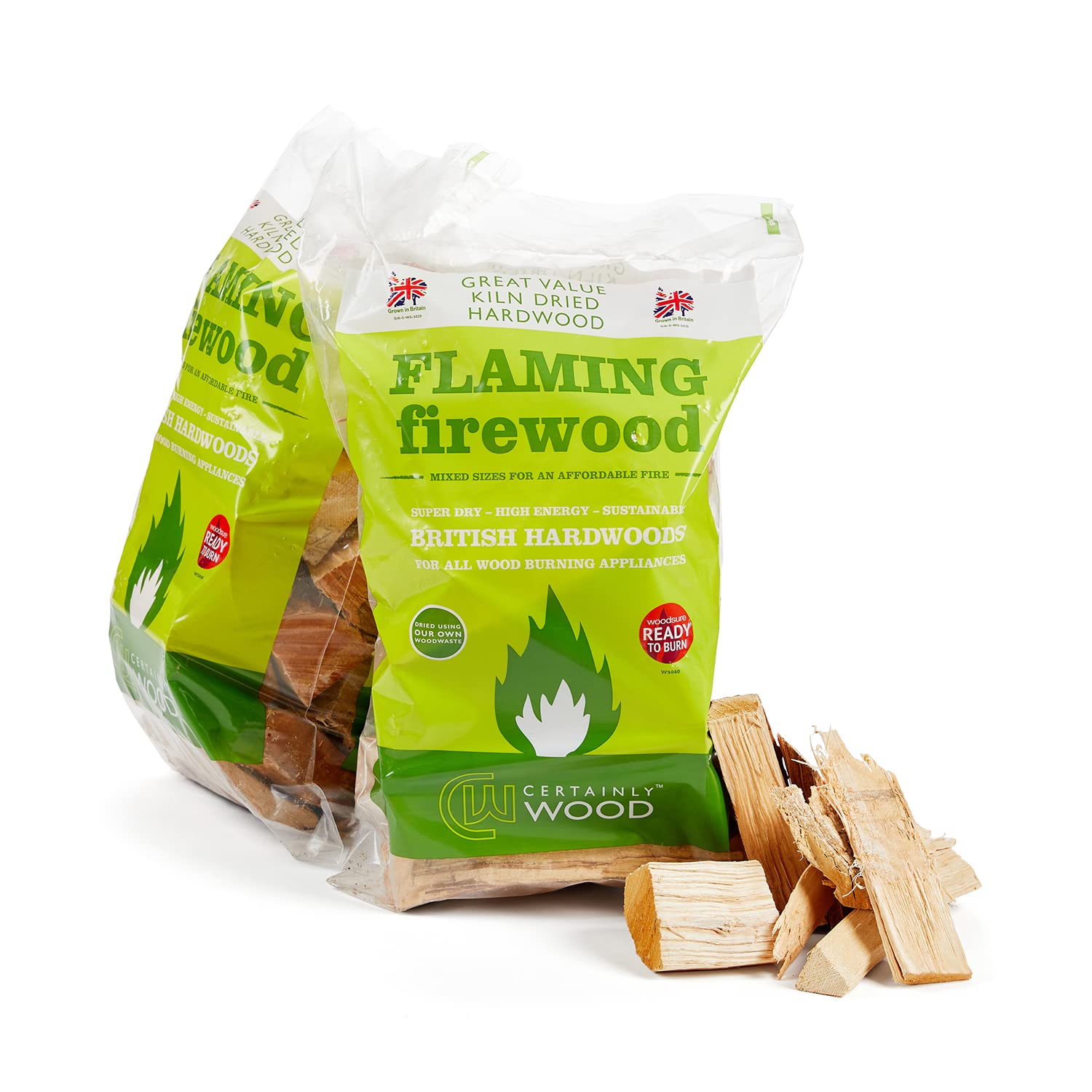 Certainly Wood Flaming Firewood Kiln Dried Hardwood Logs 2 Bags – Fire Wood for Log Burner Woodburning Stove Open Fire Pits Bbq Pizza Oven Fireplace Chimenea Barbecue Firepit Camping – Ready to Burn