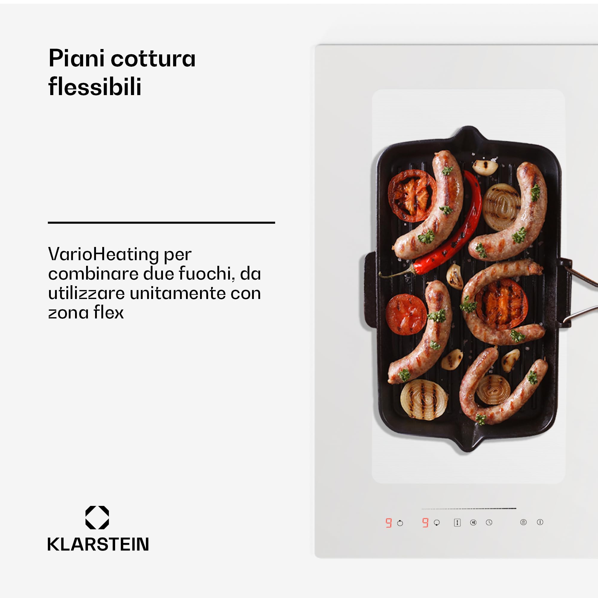 Klarstein - Piano cottura con cappa integrata, piano cottura 2 in 1 con cappa integrata per cucina a isola, flusso d'aria di 391 m³/ora, Touch Control, classe energetica A+