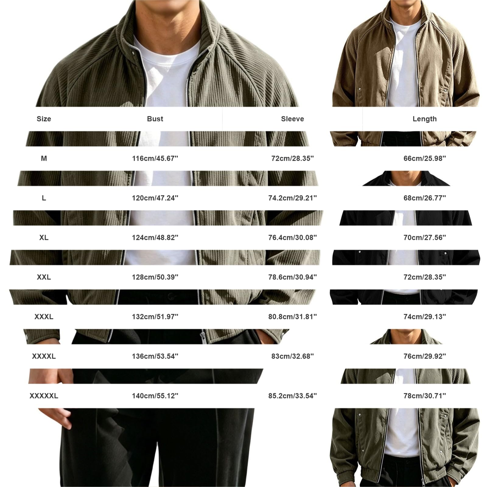 Giacca da uomo Trucker Cord, giacca in felpa leggera e sottile | Giacca a camicia con cerniera completa e tasche, camicia a coste, senza cappuccio, giacca sportiva, morbida e comoda giacca