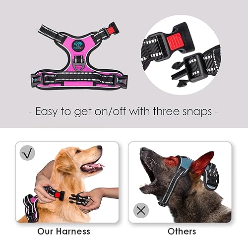 Miniatura 9 de PHOEPET - Arnés reflectante y ajustable para perro con asa de entrenamiento, bolsillo para identificación de nombre, 2 ganchos de metal para correa,