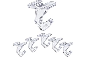 Pack of 100 - Crystal Clear Hinged Polycarbonate Ceiling Hooks for Drop-Ceiling T-Bars.