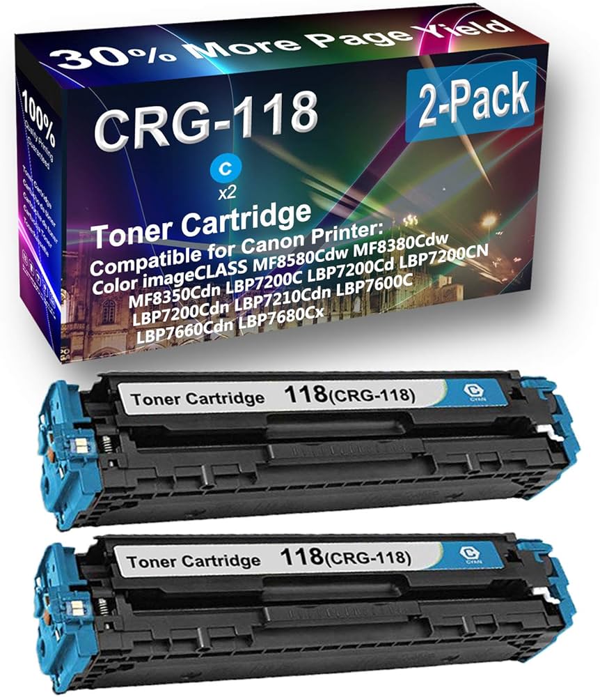 2-Pack (Cyan) Compatible Color imageCLASS LBP7200Cd LBP7200CN LBP7200Cdn LBP7210Cdn Printer Toner Cartridge High Capacity Replacement for Canon
