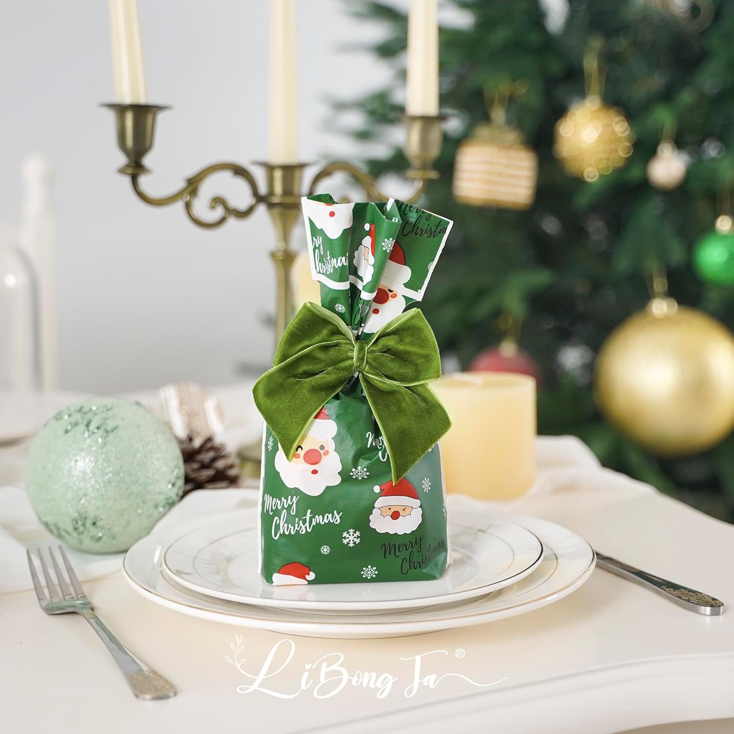 3.5" Moss Green Bows Velvet Ribbon Bow with Self Adhesive, Small Gift Bows Decor, Light Green Christmas Bows for Treat Bag, Candy Pop, Basket, Party Favor, Craft Bow for Gift Wrapping-24 PCs - Image 6