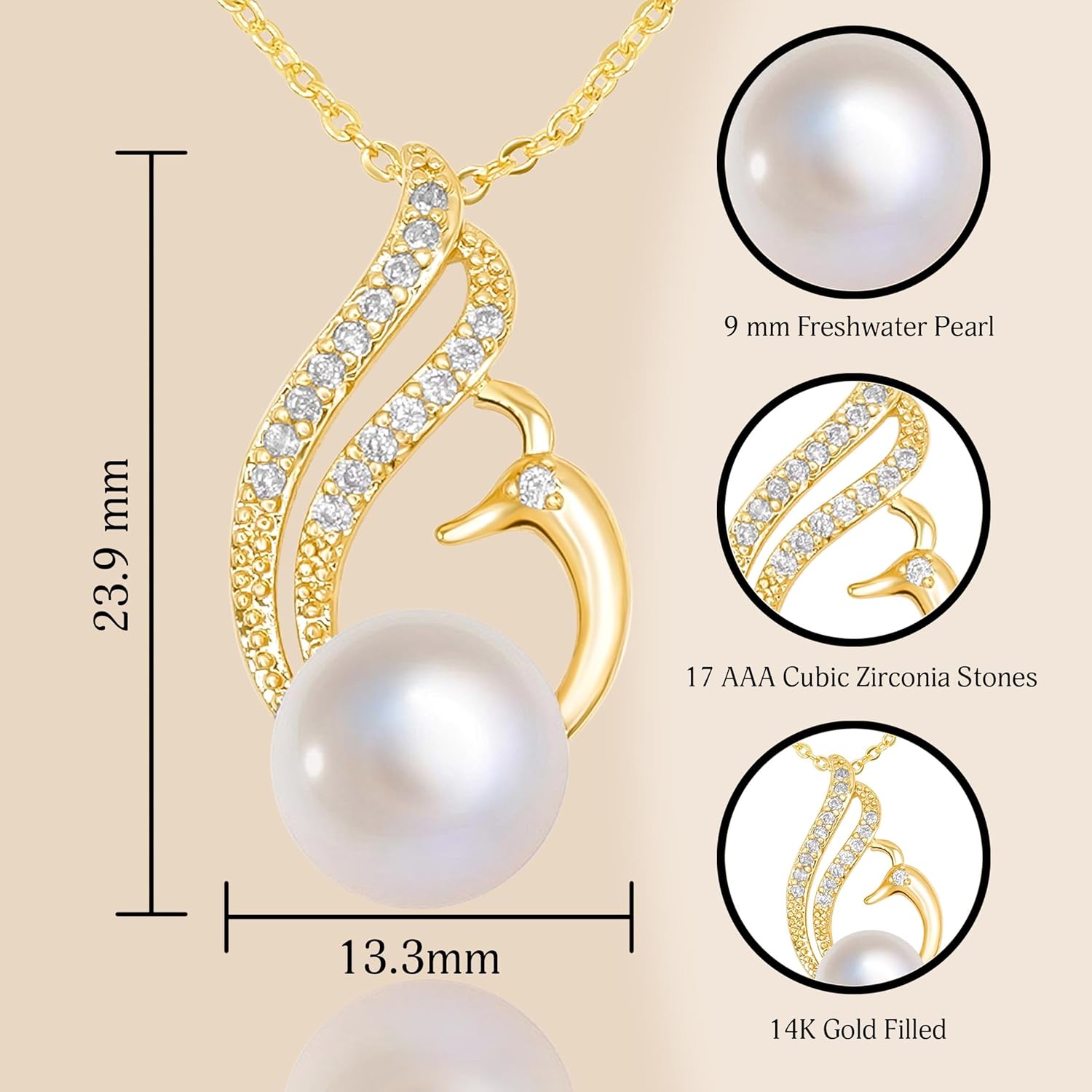 Granddaughter Necklace - Granddaughter Gifts from Grandma Grandpa, Granddaughter Necklace, Granddaughter Birthday Gifts, Granddaughter Inspirational Motivational Gift, Natural Pearl Swan Necklace