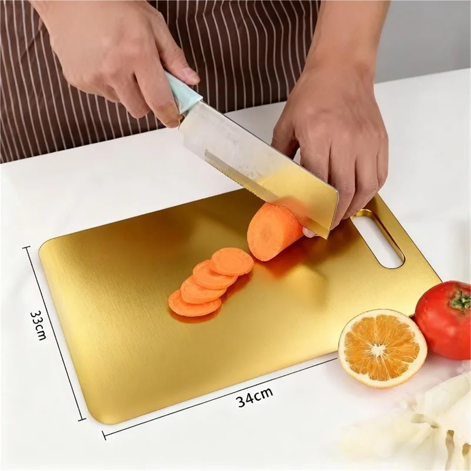 Schneidebrett aus Edelstahl 3-teilige goldene Schneidebretter aus Edelstahl – spülmaschinenfestes Schneidebrett mit rutschfester Saftrille
