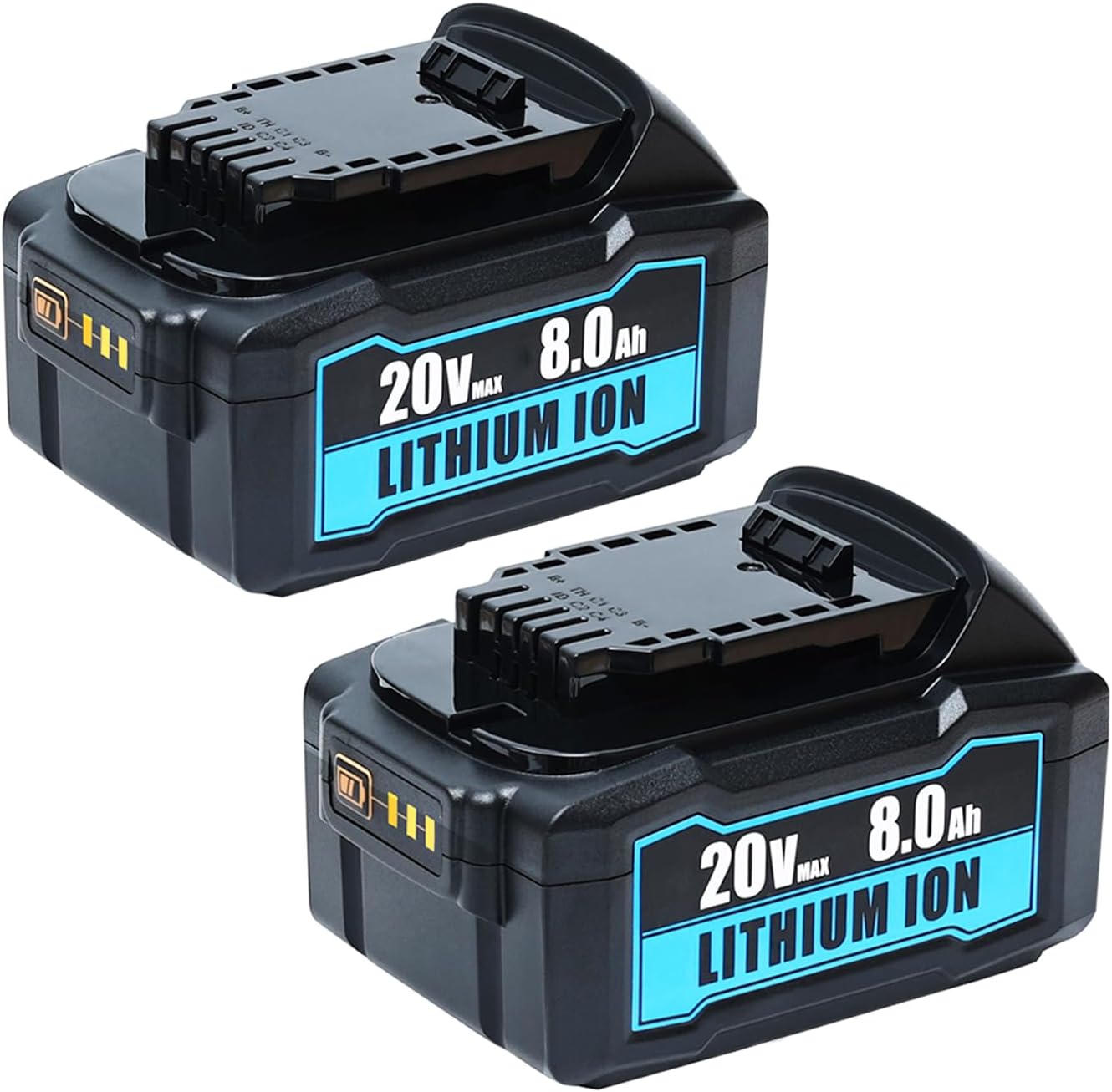2 Pack 8000mAh 20V Replace for Dewalt 20V Max Battery DCB200 Compatible with Dewalt 20V Battery DCB208 DCB204 DCB206 DCB205 DCB203 Lithium Batteries