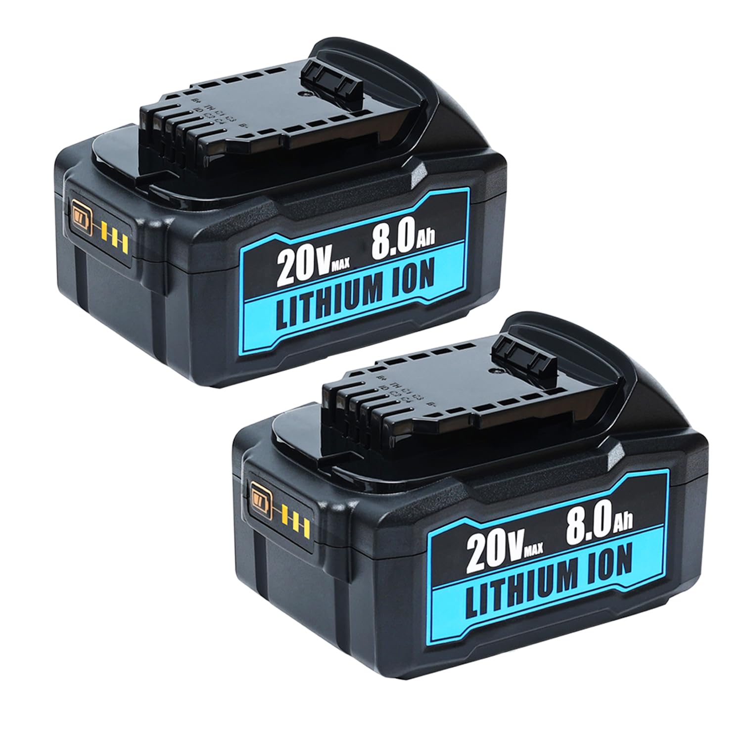 HAPPLYS [2Pack] 8.0Ah Replace for Dewalt 20V Max Battery Compatible with Dewalt 20V Battery DCB200 DCB208 DCB204 DCB206 DCB205 DCB203 LED Gauge Indicator Cordless Tools Battery