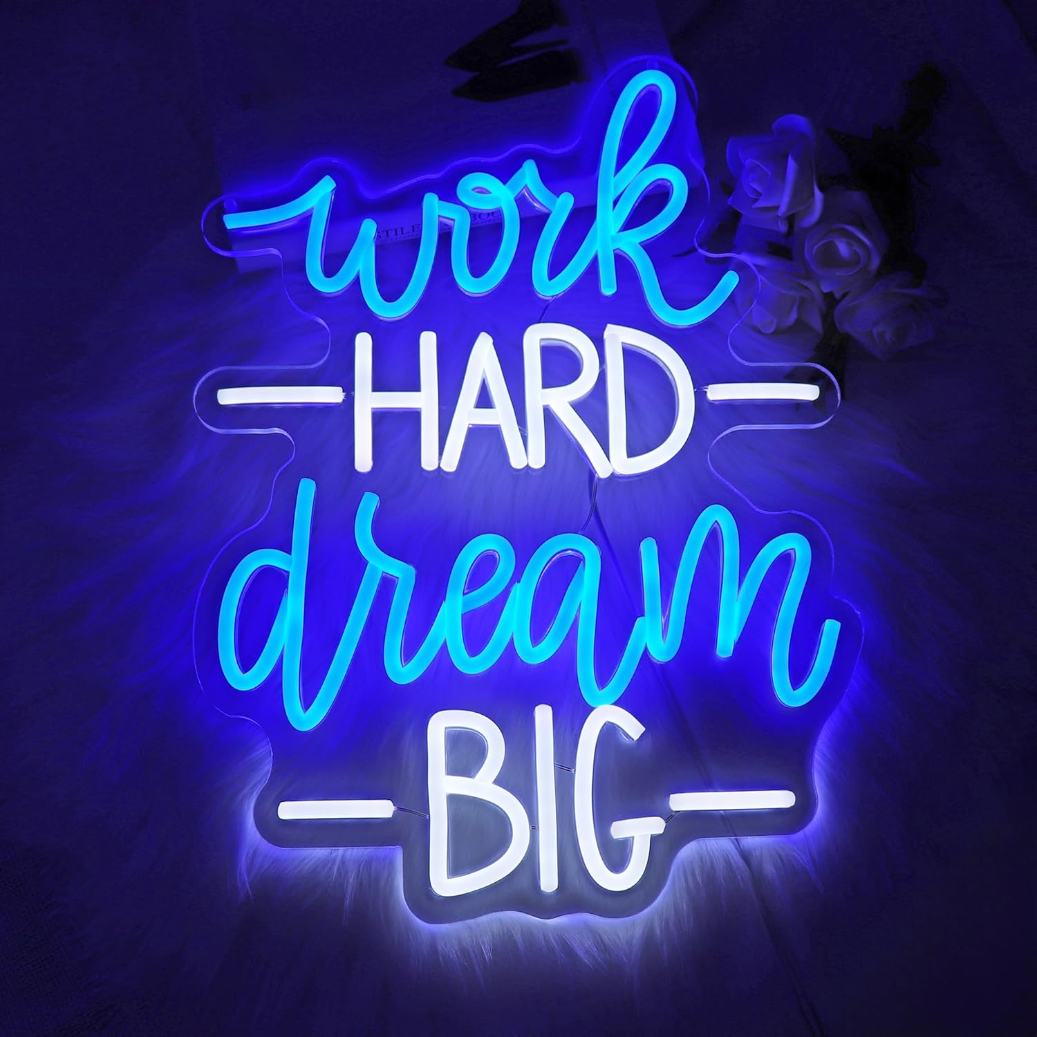 Work Hard Dream Big Neon Sign Led Office Decor Neon Lights Signs for Wall Decor USB Powered Led for Room Decoration Home Game Room Bar Party