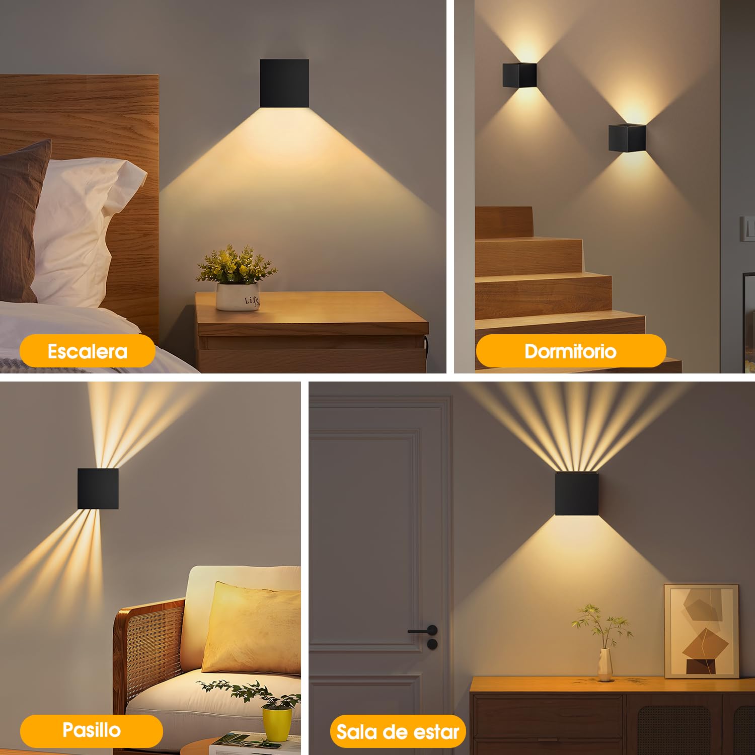 NIBSHOOM Aplique Pared Interior Lampara Sin Cable con Detector de Movimiento,3000K Led Apliques Pared Dormitorio Recargable de Aluminio,Regulable Negro Oscuro Luz Pared de Pasillo Escaleras Estar