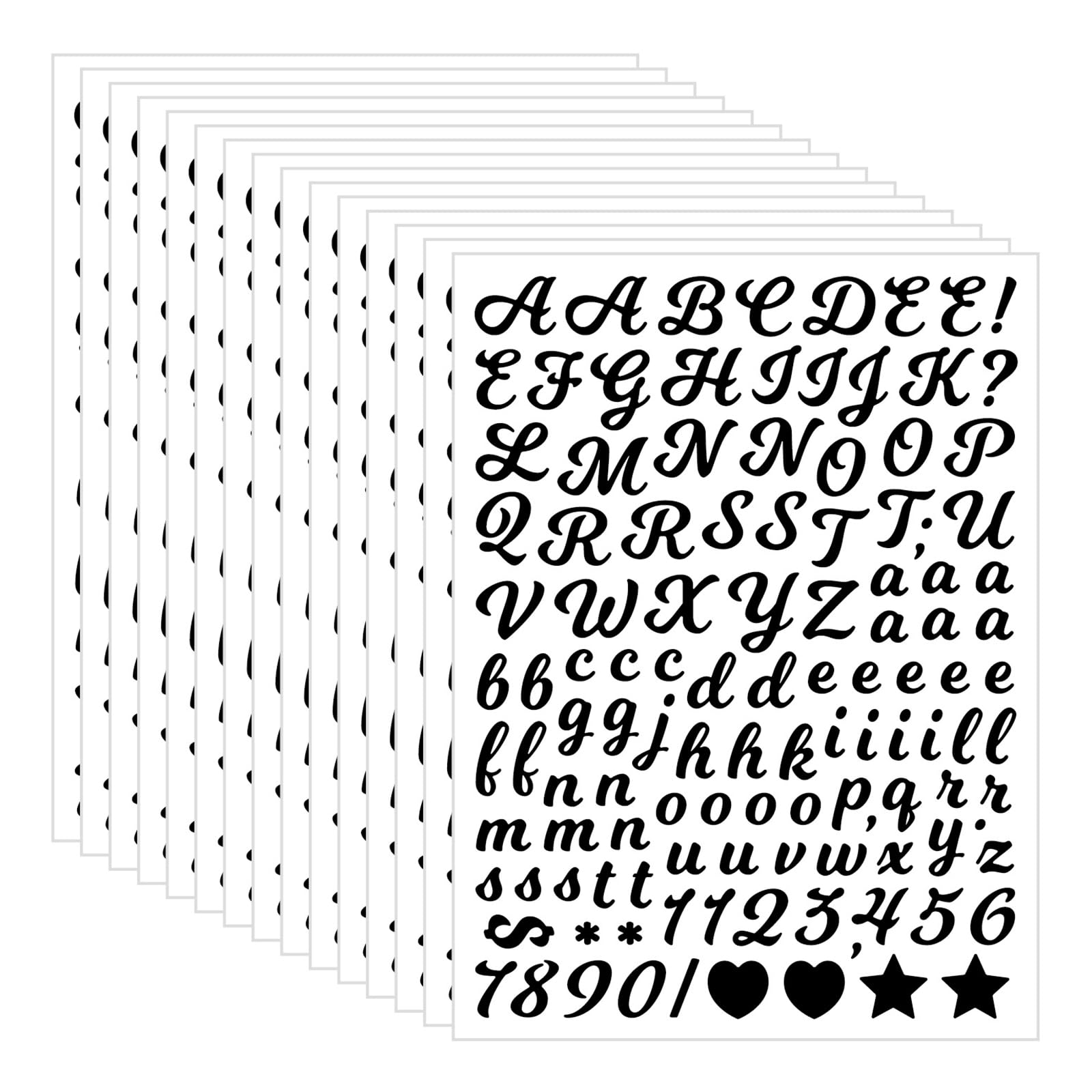 Satiskid Juego de 15 hojas de calcomanías autoadhesivas de vinilo con números de letras de 0.5 pulgadas, impermeables, para álbumes de recortes, letreros, botellas de agua, manualidades, cocina,